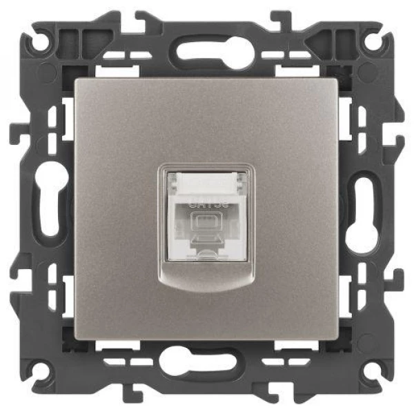 Розетка компьютерная Elegance 14-3107-16 RJ45 титан Эра Б0065764 ТехноИмпульс