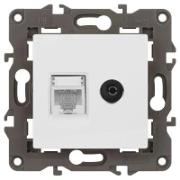 Розетка компьютерная + телевизионная Elegance 14-3110-01М RJ45+TV матов. бел. Эра Б0065767 ТехноИмпульс