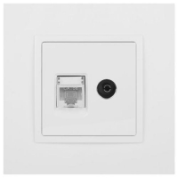 Розетка компьютерная + телевизионная Elegance 14-3110-01М RJ45+TV матов. бел. Эра Б0065767 ТехноИмпульс