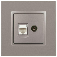 Розетка компьютерная + телевизионная Elegance 14-3110-16 RJ45+TV титан Эра Б0065768 ТехноИмпульс