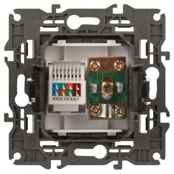 Розетка компьютерная + телевизионная Elegance 14-3110-16 RJ45+TV титан Эра Б0065768 ТехноИмпульс