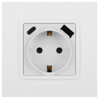 Розетка Elegance 14-4108-01 16A 250В 2P+E защ. шторки с USB type-A+C 3А 5В белый Эра Б0067736 ТехноИмпульс