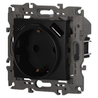 Розетка Elegance 14-4108-05 16A 250В 2P+E защ. шторки с USB type-A+C 3А 5В антрацит Эра Б0067724 ТехноИмпульс