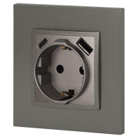Розетка Elegance 14-4108-16 16A 250В 2P+E защ. шторки с USB type-A+C 3А 5В титан Эра Б0067695 ТехноИмпульс