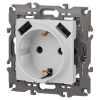 Розетка Elegance 14-4109-01М 16A 250В 2P+E защ. штор. с 2xUSB 3А 5В матов. бел. Эра Б0065773 ТехноИмпульс