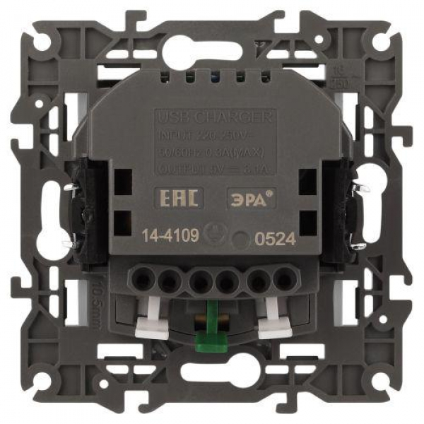 Розетка Elegance 14-4109-01М 16A 250В 2P+E защ. штор. с 2xUSB 3А 5В матов. бел. Эра Б0065773 ТехноИмпульс