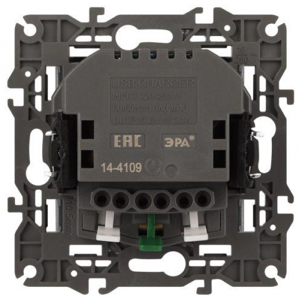 Розетка Elegance 14-4109-16 16A 250В 2P+E защ. штор. с 2xUSB 3А 5В титан Эра Б0065775 ТехноИмпульс