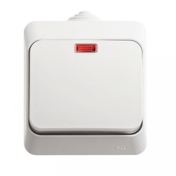 Выключатель 1-кл. ОП Этюд 10А IP44 10AX с подсветкой бел. SE BA10-045B ТехноИмпульс