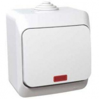 Выключатель 1-кл. ОП Этюд 10А IP44 10AX с подсветкой бел. SE BA10-045B ТехноИмпульс