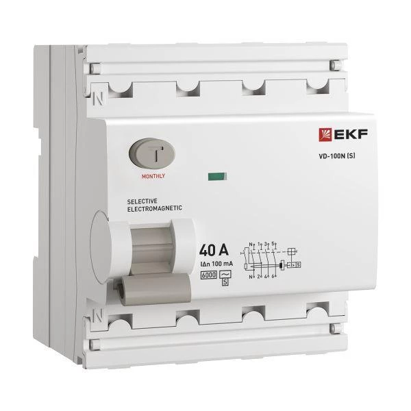Выключатель дифференциального тока 4п 40А 100мА тип AC 6кА ВД-100N (S) электромех. PROxima EKF E1046MS40100 ТехноИмпульс