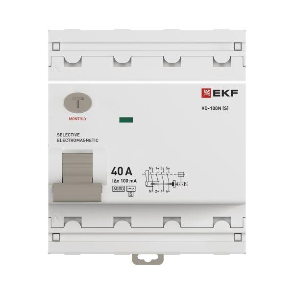 Выключатель дифференциального тока 4п 40А 100мА тип AC 6кА ВД-100N (S) электромех. PROxima EKF E1046MS40100 ТехноИмпульс