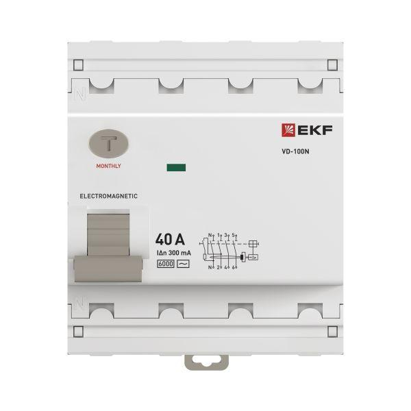 Выключатель дифференциального тока 4п 40А 300мА тип AC 6кА ВД-100N электромех. PROxima EKF E1046M40300 ТехноИмпульс