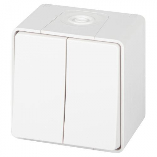 Переключатель Эксперт 11-1506-01 двойн. IP55 10АХ-250В ОУ бел. Эра Б0063295 ТехноИмпульс