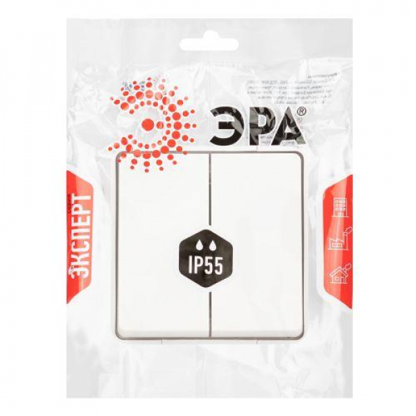 Переключатель Эксперт 11-1506-01 двойн. IP55 10АХ-250В ОУ бел. Эра Б0063295 ТехноИмпульс