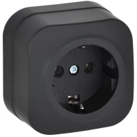 Розетка ОП GLORY РС20-3-ХЧм 16А с заземл. без защ. шторок черн. матов. IEK ERH11-K02M-16 ТехноИмпульс