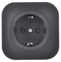 Розетка ОП GLORY РС20-3-ХЧм 16А с заземл. без защ. шторок черн. матов. IEK ERH11-K02M-16 ТехноИмпульс