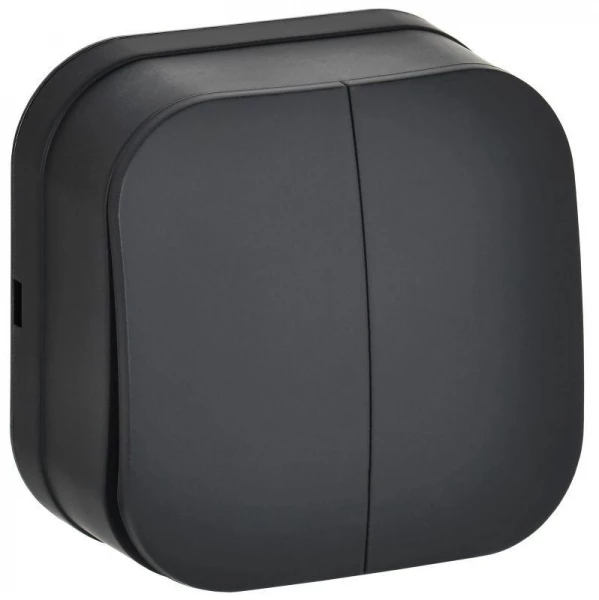 Выключатель 2-кл. ОП GLORY ВС20-2-0-ХЧм 10А черн. матов. IEK EVH20-K02M-10 ТехноИмпульс