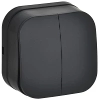 Выключатель 2-кл. ОП GLORY ВС20-2-0-ХЧм 10А черн. матов. IEK EVH20-K02M-10 ТехноИмпульс