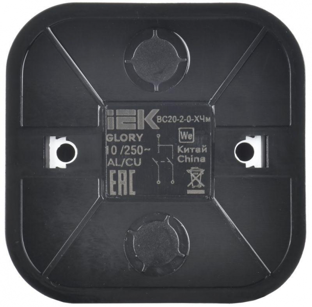 Выключатель 2-кл. ОП GLORY ВС20-2-0-ХЧм 10А черн. матов. IEK EVH20-K02M-10 ТехноИмпульс