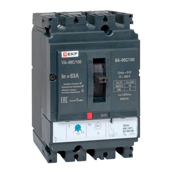 Выключатель автоматический 3п 100/63А 36кА ВА-99C Compact NS PROxima EKF mccb99C-100-63 ТехноИмпульс