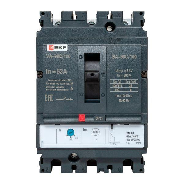 Выключатель автоматический 3п 100/63А 36кА ВА-99C Compact NS PROxima EKF mccb99C-100-63 ТехноИмпульс