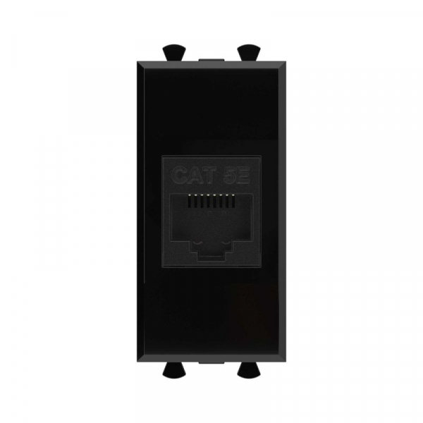 Розетка компьютерная 1мод. Avanti "Черный квадрат" RJ45 кат.5E без шторок модульная механизм DKC 4402661 ТехноИмпульс