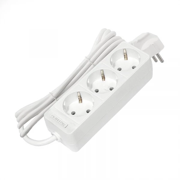 Удлинитель 3х3м с заземл. 10А IP20 2.2кВт ПВС 3х0.75 бел. DOMTOK 2375 ТехноИмпульс