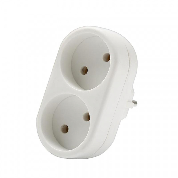 Разветвитель 2-м плоский без заземл. 10А 2200Вт 250В бел. DОМТОК 2651 ТехноИмпульс