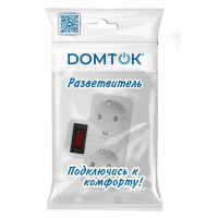 Разветвитель 2-м плоский с выключателем с заземл. 16А 3500Вт 250В бел. DОМТОК 2664 ТехноИмпульс
