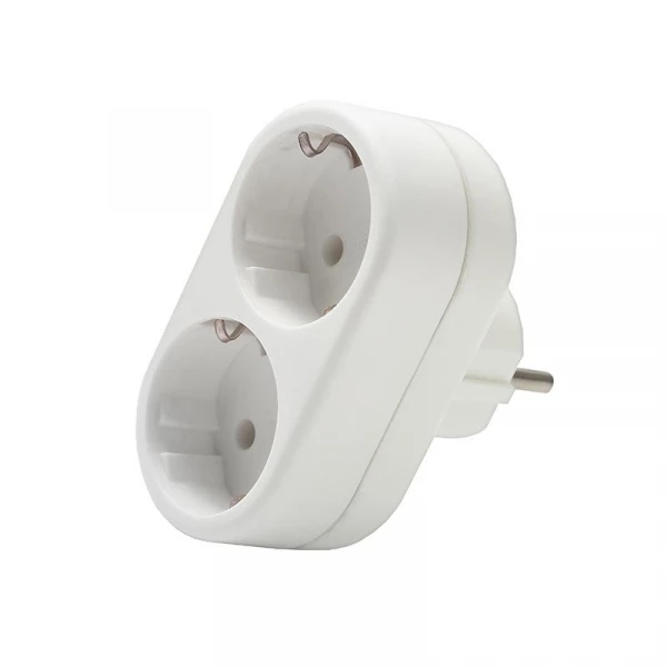 Разветвитель 2-м плоский с заземл. 16А 3500Вт 250В бел. DОМТОК 2653 ТехноИмпульс