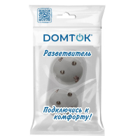 Разветвитель 2-м плоский с заземл. 16А 3500Вт 250В бел. DОМТОК 2653 ТехноИмпульс