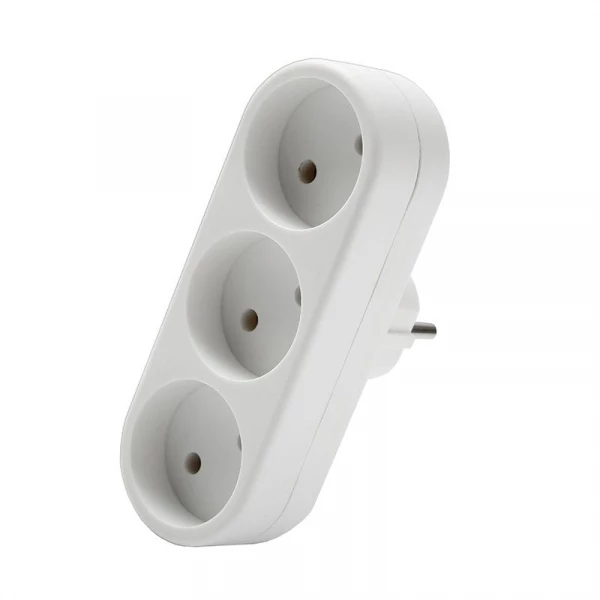 Разветвитель 3-м плоский без заземл. 10А 2200Вт 250В бел. DОМТОК 2655 ТехноИмпульс