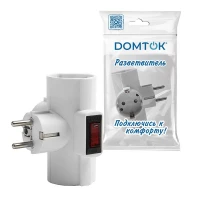 Разветвитель 3-м Т-образный с выключателем с заземл. 16А 3500Вт 250В бел. DОМТОК 2663 ТехноИмпульс