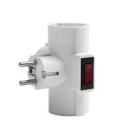 Разветвитель 3-м Т-образный с выключателем с заземл. 16А 3500Вт 250В бел. DОМТОК 2663 ТехноИмпульс