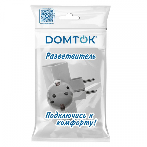 Разветвитель 3-м Т-образный с выключателем с заземл. 16А 3500Вт 250В бел. DОМТОК 2663 ТехноИмпульс