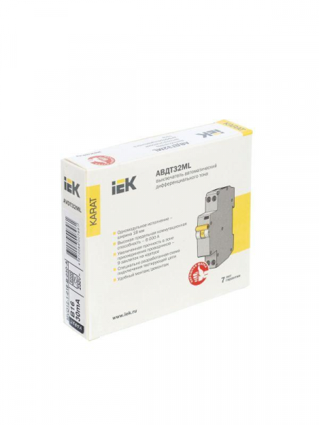 Выключатель автоматический дифференциального тока B 16А 30мА тип A АВДТ32ML KARAT IEK MVD12-1-016-B-030-A ТехноИмпульс
