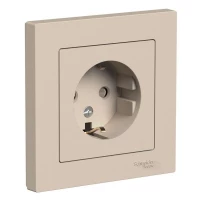 Розетка AtlasDesign 16А с заземл. со шторками в сборе песочн. SE ATN001244 ТехноИмпульс