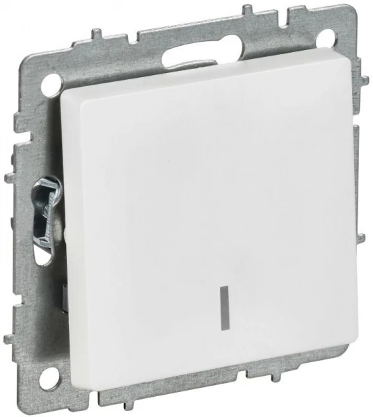 Выключатель 1-кл. СП BRITE ВС10-1-1-БрАБ 10А с индикацией механизм арктич. бел. IEK BR-V10-1-10-K91 ТехноИмпульс