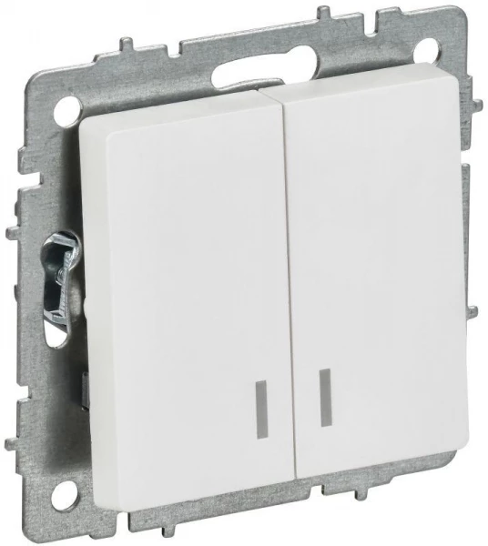 Выключатель 2-кл. СП BRITE ВС10-2-1-БрАБ 10А с индикацией механизм арктич. бел. IEK BR-V20-1-10-K91 ТехноИмпульс