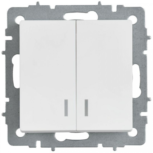 Выключатель 2-кл. СП BRITE ВС10-2-1-БрАБ 10А с индикацией механизм арктич. бел. IEK BR-V20-1-10-K91 ТехноИмпульс