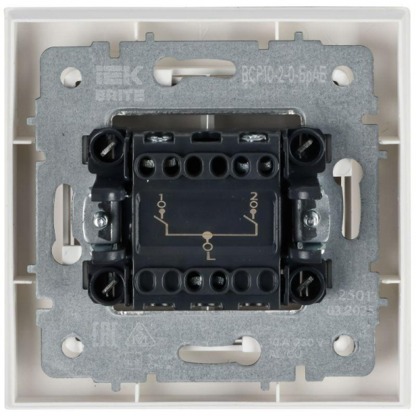 Выключатель 2-кл. СП BRITE ВСР10-2-0-БрАБ 10А в сборе арктич. бел. IEK BR-V20-0-10-K91-F ТехноИмпульс