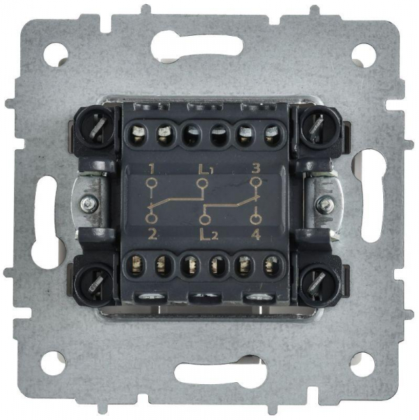 Выключатель проходной 2-кл. СП BRITE ВС10-2-6-БрАБ 10А механизм арктич. бел. IEK BR-V22-0-10-K91 ТехноИмпульс