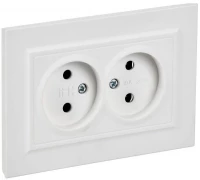 Розетка 2-м СП BRITE РС12-2-БрАБ 10А в сборе без заземл. без защ. шторок арктич. бел. IEK BR-R20-10-K91-F ТехноИмпульс