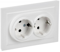 Розетка 2-м СП BRITE РС12-3-БрАБ 16А в сборе с заземл. без защ. шторок арктич. бел. IEK BR-R21-16-K91-F ТехноИмпульс