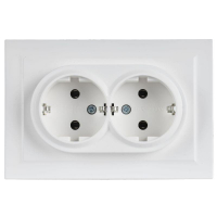 Розетка 2-м СП BRITE РС12-3-БрАБ 16А в сборе с заземл. без защ. шторок арктич. бел. IEK BR-R21-16-K91-F ТехноИмпульс