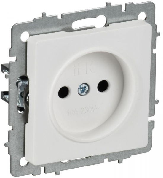 Розетка BRITE РС10-1-0-БрАБ 10А без заземл. без защ. шторок механизм арктич. бел. IEK BR-R10-10-K91 ТехноИмпульс