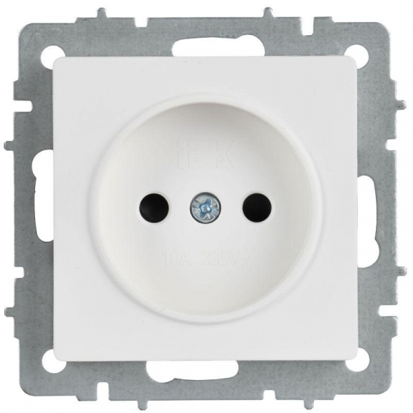Розетка BRITE РС10-1-0-БрАБ 10А без заземл. без защ. шторок механизм арктич. бел. IEK BR-R10-10-K91 ТехноИмпульс