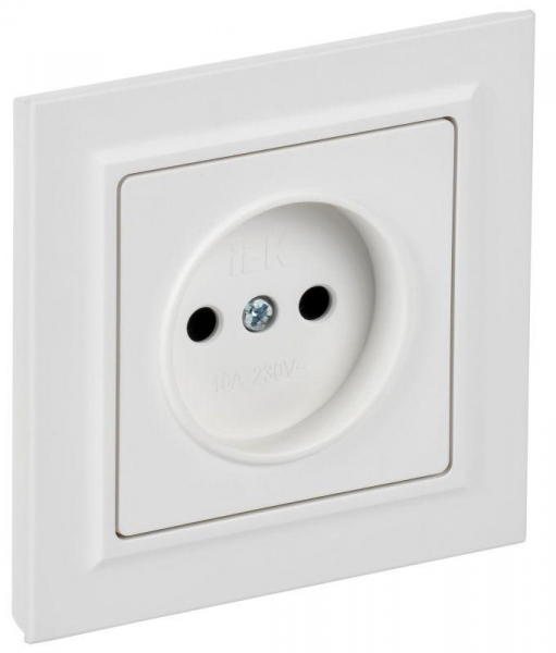 Розетка BRITE РСР10-1-0-БрАБ 10А в сборе без заземл. без защ. шторок арктич. бел. IEK BR-R10-10-K91-F ТехноИмпульс
