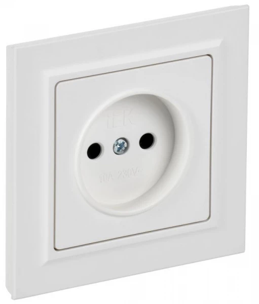 Розетка BRITE РСР10-1-0-БрАБ 10А в сборе без заземл. без защ. шторок арктич. бел. IEK BR-R10-10-K91-F ТехноИмпульс
