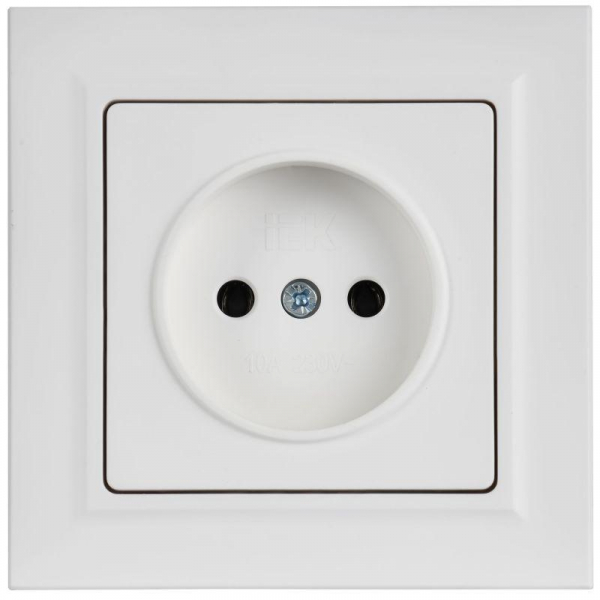 Розетка BRITE РСР10-1-0-БрАБ 10А в сборе без заземл. без защ. шторок арктич. бел. IEK BR-R10-10-K91-F ТехноИмпульс